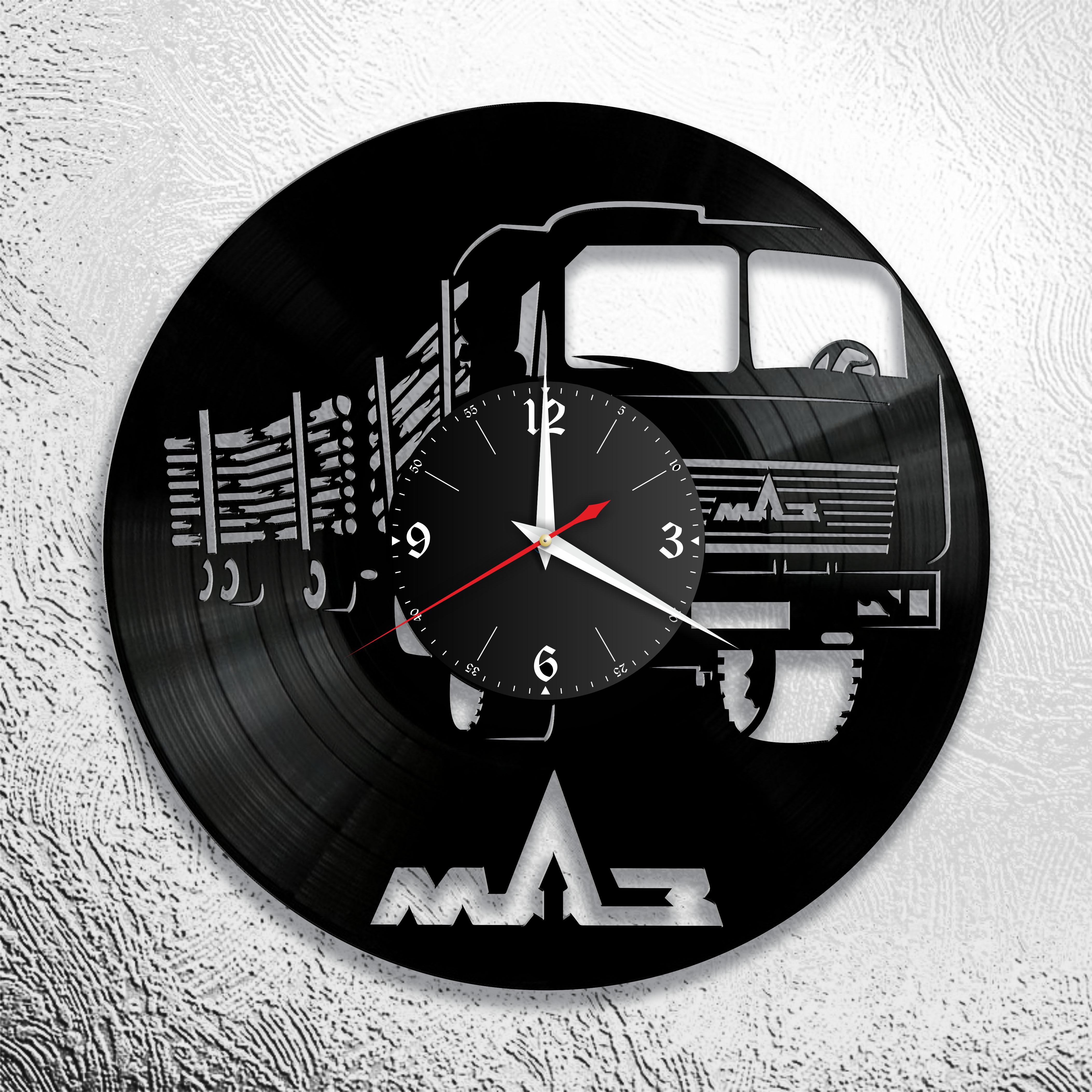 Годинник настінний Вантажівка МАЗ Лісовоз 3012 з вінилової платівки