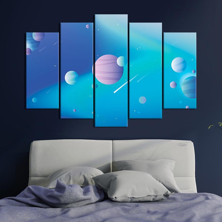 Картина на холсте Планеты в голубом абстрактном космосе 137x85 см (V1200-5_L) Картина на холсте Планеты в голубом абстрактном космосе 137x85 см (V1200-5_L)