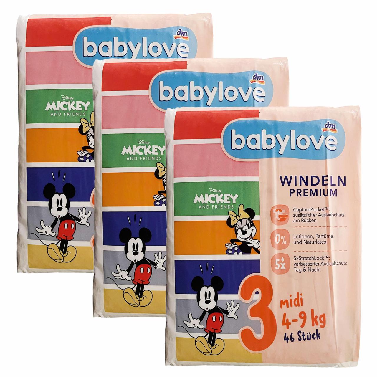 Підгузки Babylove Premium 3 Midi 4-9 кг 138 шт. (2490086223)