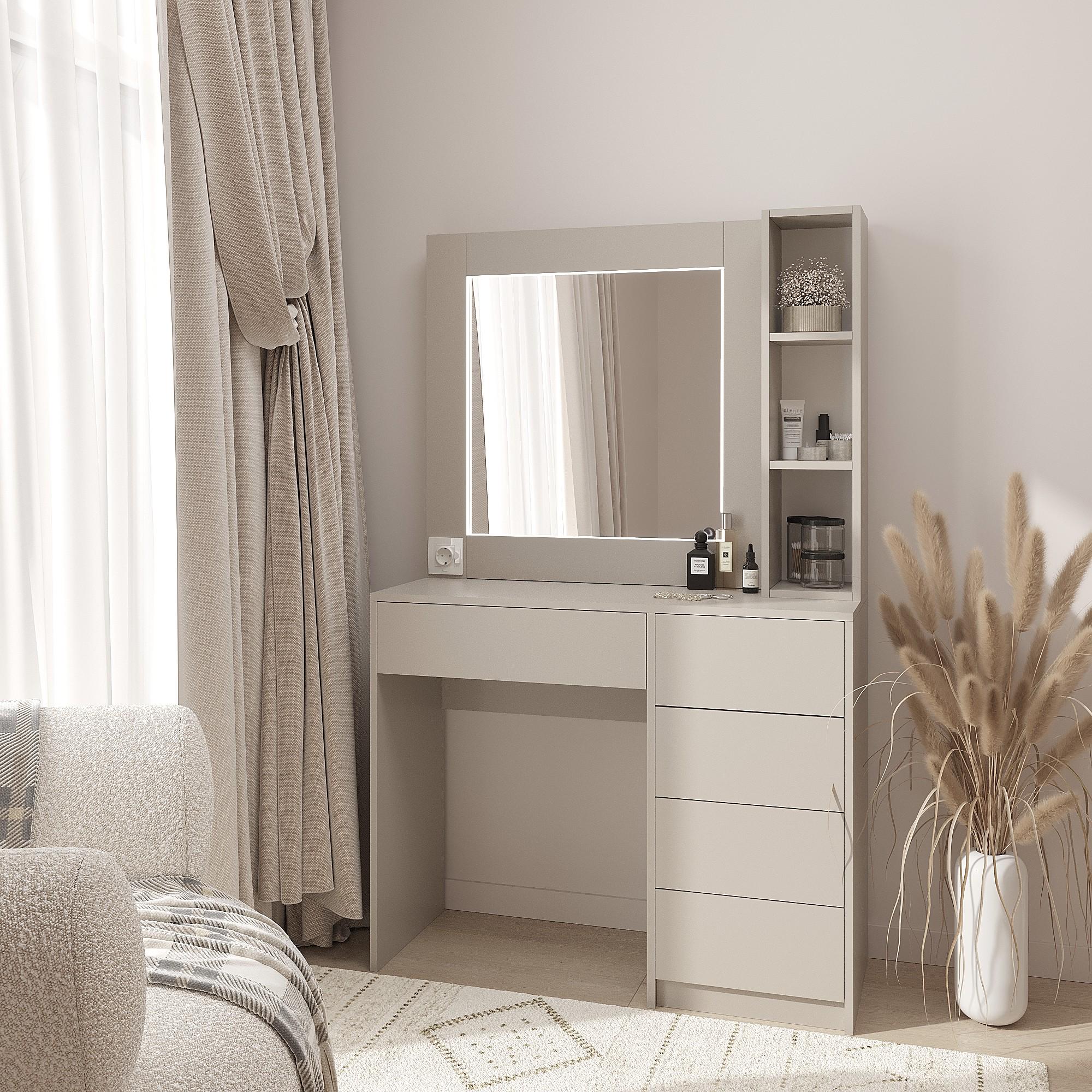 Туалетный столик с LED подсветкой ТЗ-LED 1600х1000х380 мм Кашемир (28555906) Туалетный столик с LED подсветкой ТЗ-LED 1600х1000х380 мм Кашемир (28555906)