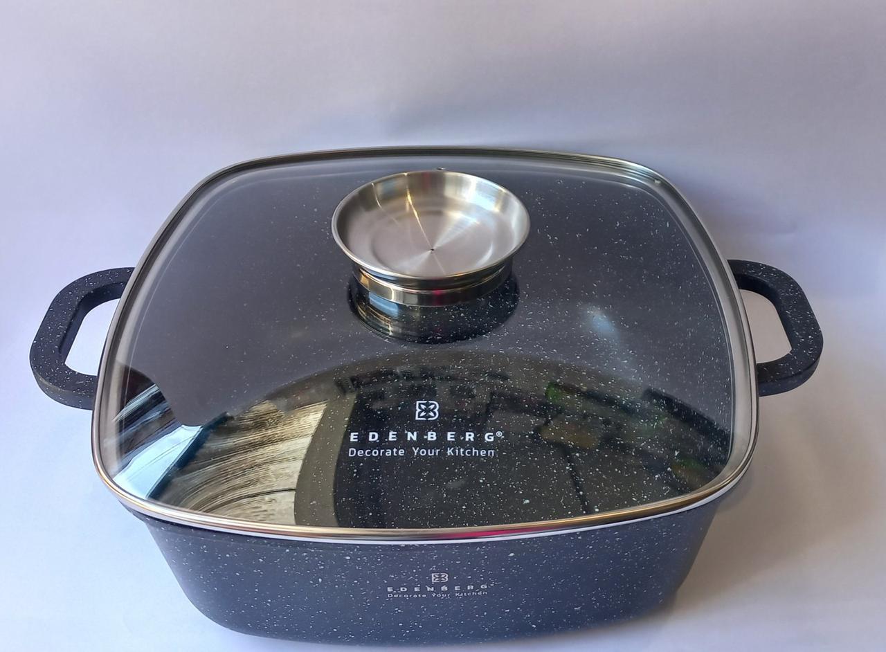 Кастрюля квадратна Edenberg гранітне покриття зі скляною кришкою 6,5 л (EB-6565) - фото 3