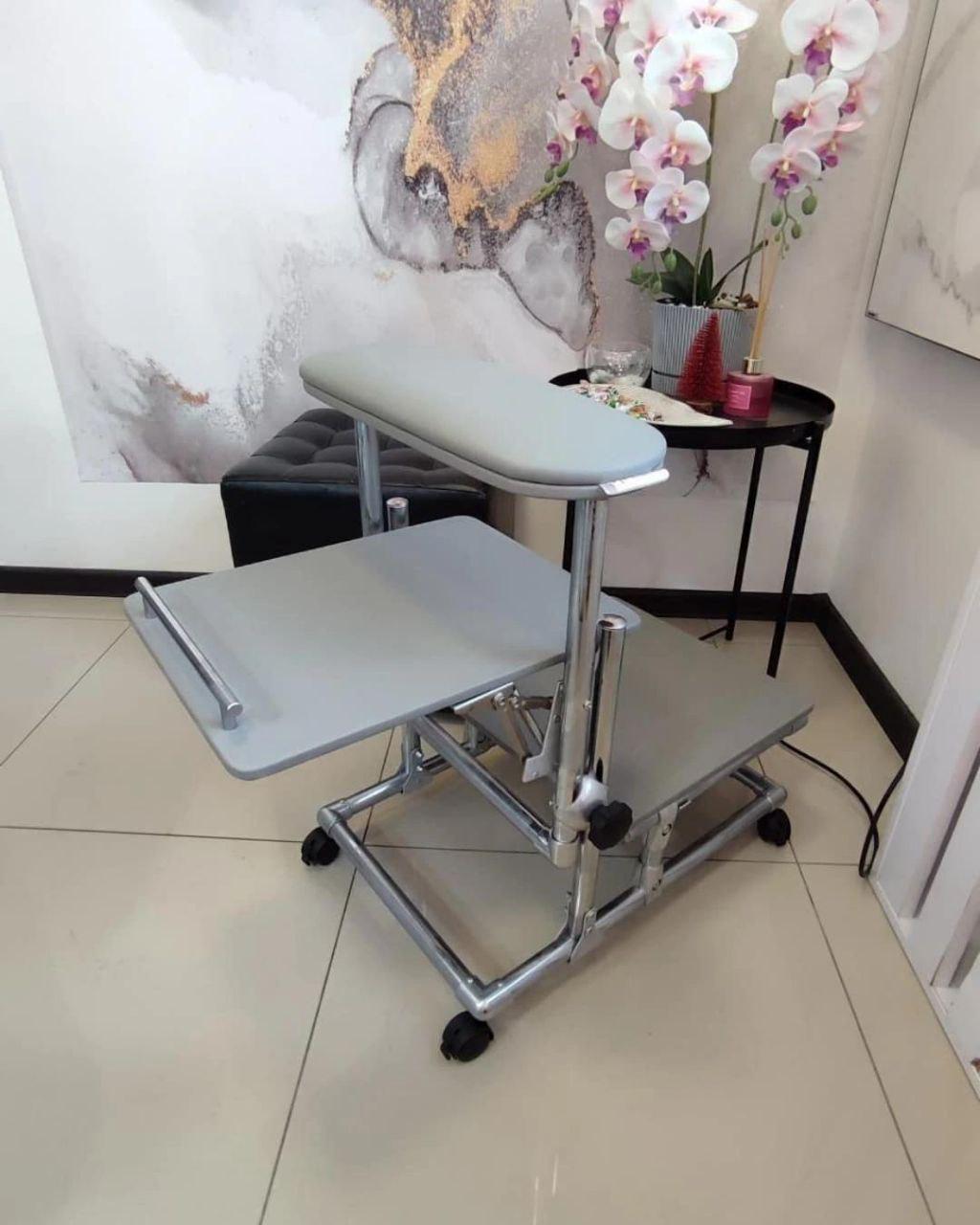 Подставка для педикюра TERTIO 2в1 с полкой Светло-серый