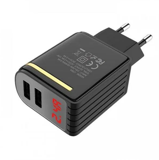 Зарядний пристрій HOCO C39A USB CHARGER DOUBLE LCD адаптер Мatrix НФ-00007500 (IR004087)