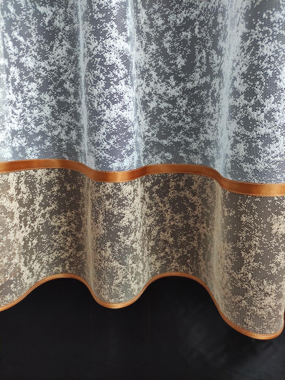 Занавески на окно 280х165 см Белый с бежевым (мрп-01) - фото 3 Занавески на окно 280х165 см Белый с бежевым (мрп-01) - фото 3