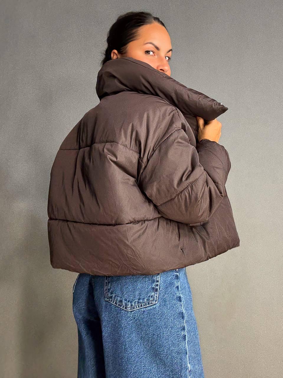 Куртка женская LADY YEP 10043 короткая на молнии с воротником р. 42 Коричневый (4819) - фото 2