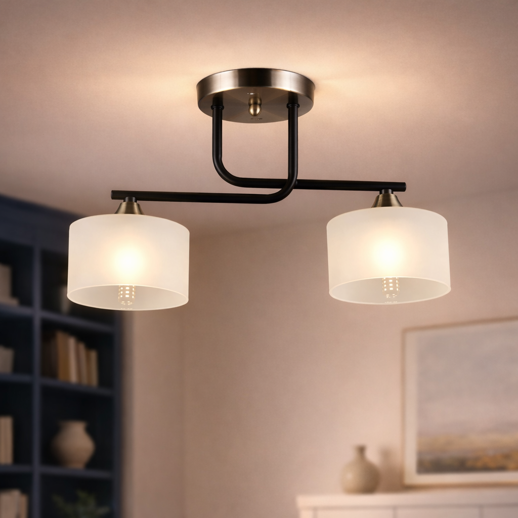 Потолочная люстра Valeso с двумя круглыми плафонами под лампы Е27 Черный/Бронзовый (B A4417/2)