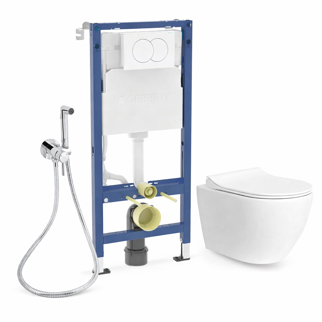 Установка Geberit с подвесным унитазом Urban гигиеническим душем и клавишей смыва 4в1(GQW41)