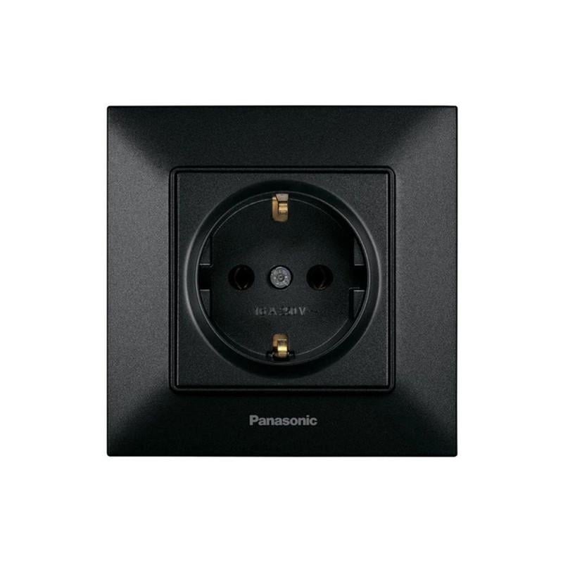 Розетка с заземлением Panasonic Arkedia Slim ABS Черный (WNTC02022B UA1)