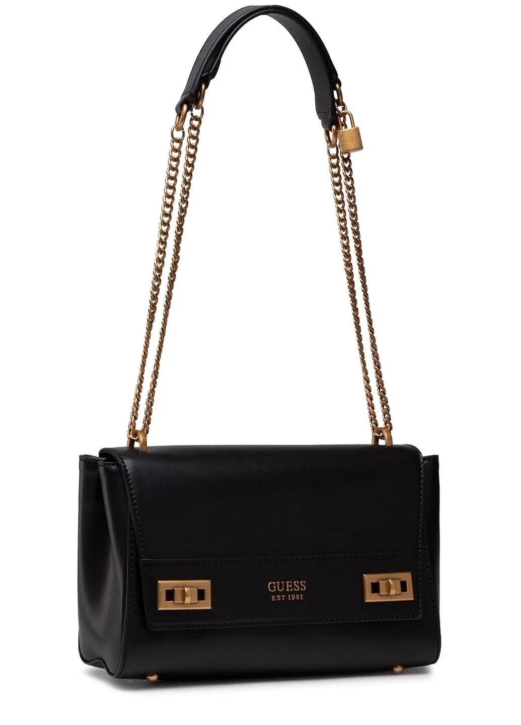 Сумка кросс боди женская из эко кожи Guess KATEY FLAP SHOULDER BAG HWVC7870190-BLA Черный