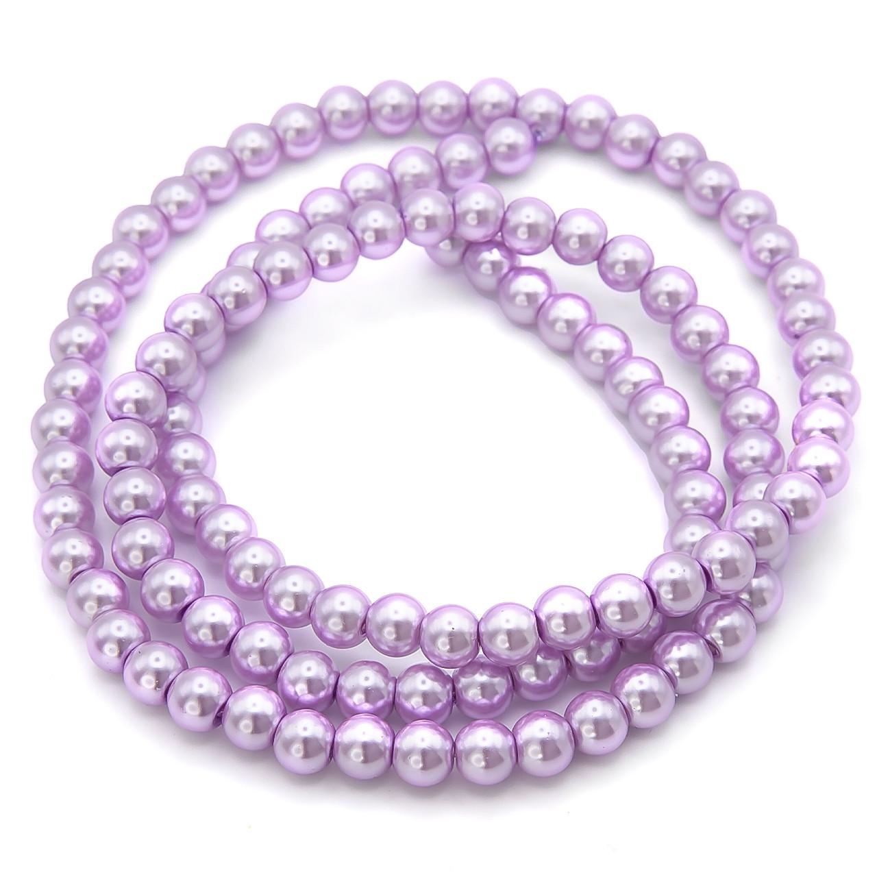 Бусины стеклянные на нитке под жемчуг 10 мм 80 см 90 шт. Лавандовый (БЖ0010ш47)
