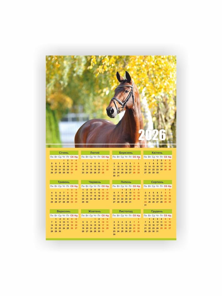 Календар-плакат Vivay Рік коня А3 2026 рік (5525) Календар-плакат Vivay Рік коня А3 2026 рік (5525)