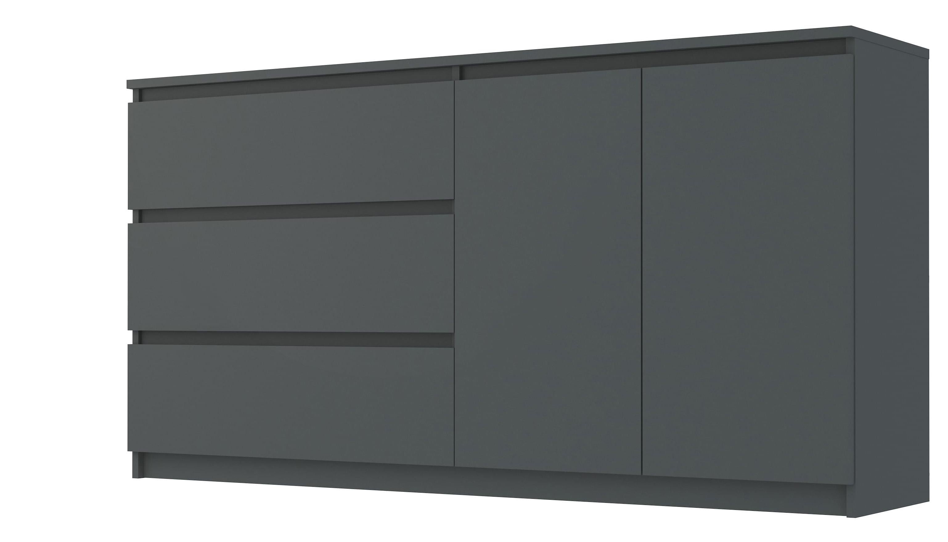 Комод современный Мастер Форм Брайт левосторонний 1580х376х730 мм Антрацит (20220) Комод современный Мастер Форм Брайт левосторонний 1580х376х730 мм Антрацит (20220)
