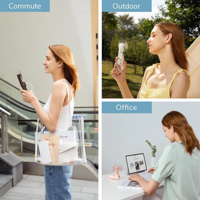 Вентилятор ручний JISULIFE Life8 12-21 ч. автономності 2000 мАг Power Bank LED ліхтарик 2 швидкості Білий (2656605779) - фото 5