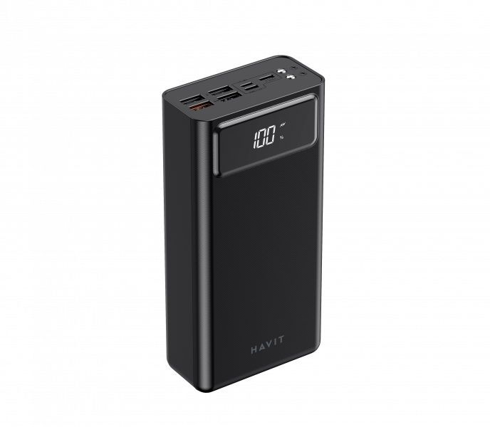 Повербанк з ліхтариком Havit 40000 mAh HV-PB56 QC+PD Чорний (27562) - фото 1