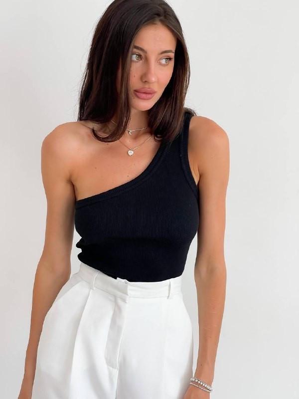 Майка женская ZF Inspire 1578 с одним плечом M Черный (1578-Ч-M)