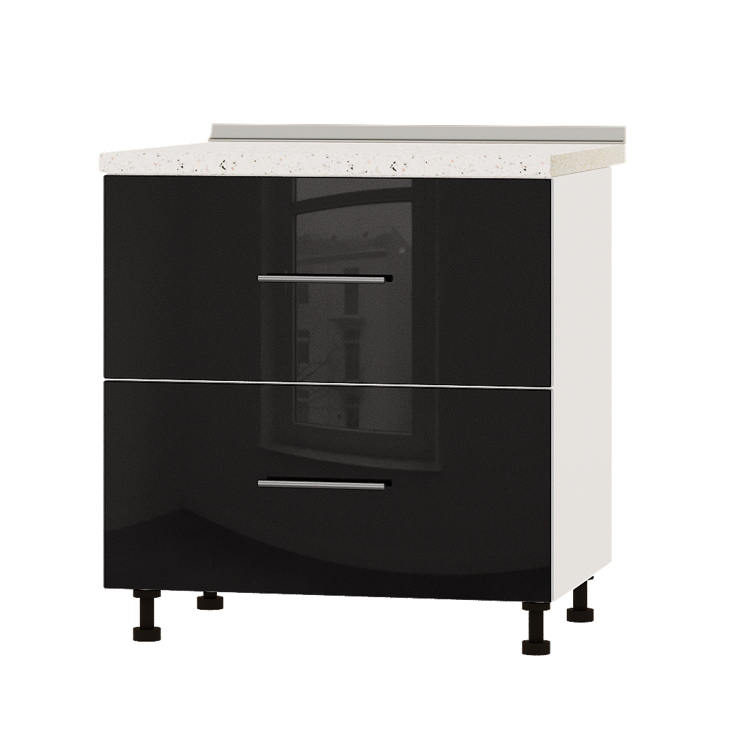 Шкаф нижний Эверест Акрил модуль Низ Н86-800 80х47х85 см Черный глянец/Белый (02150)