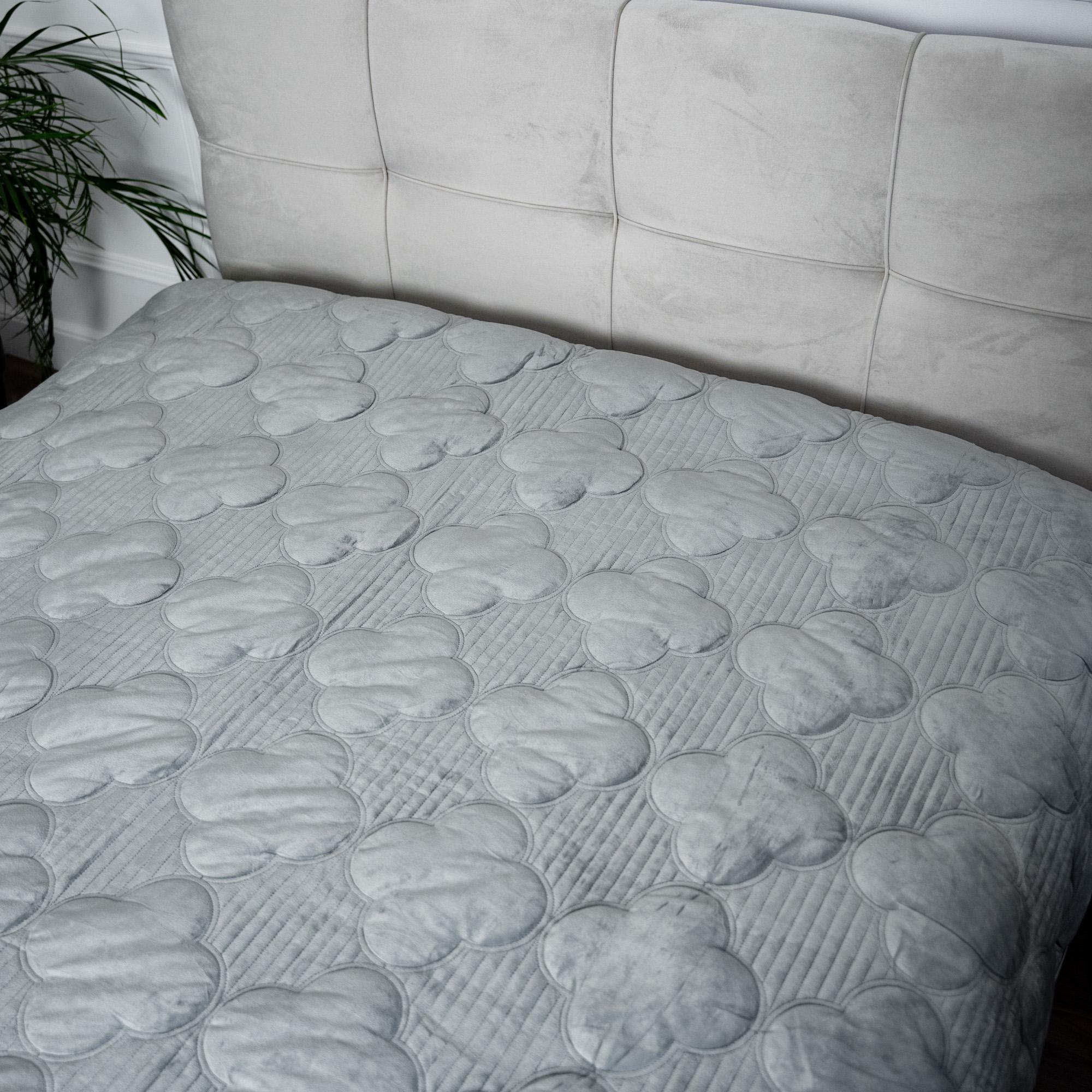 Покривало з конюшиною євро 220х240 см Сірий (86315)