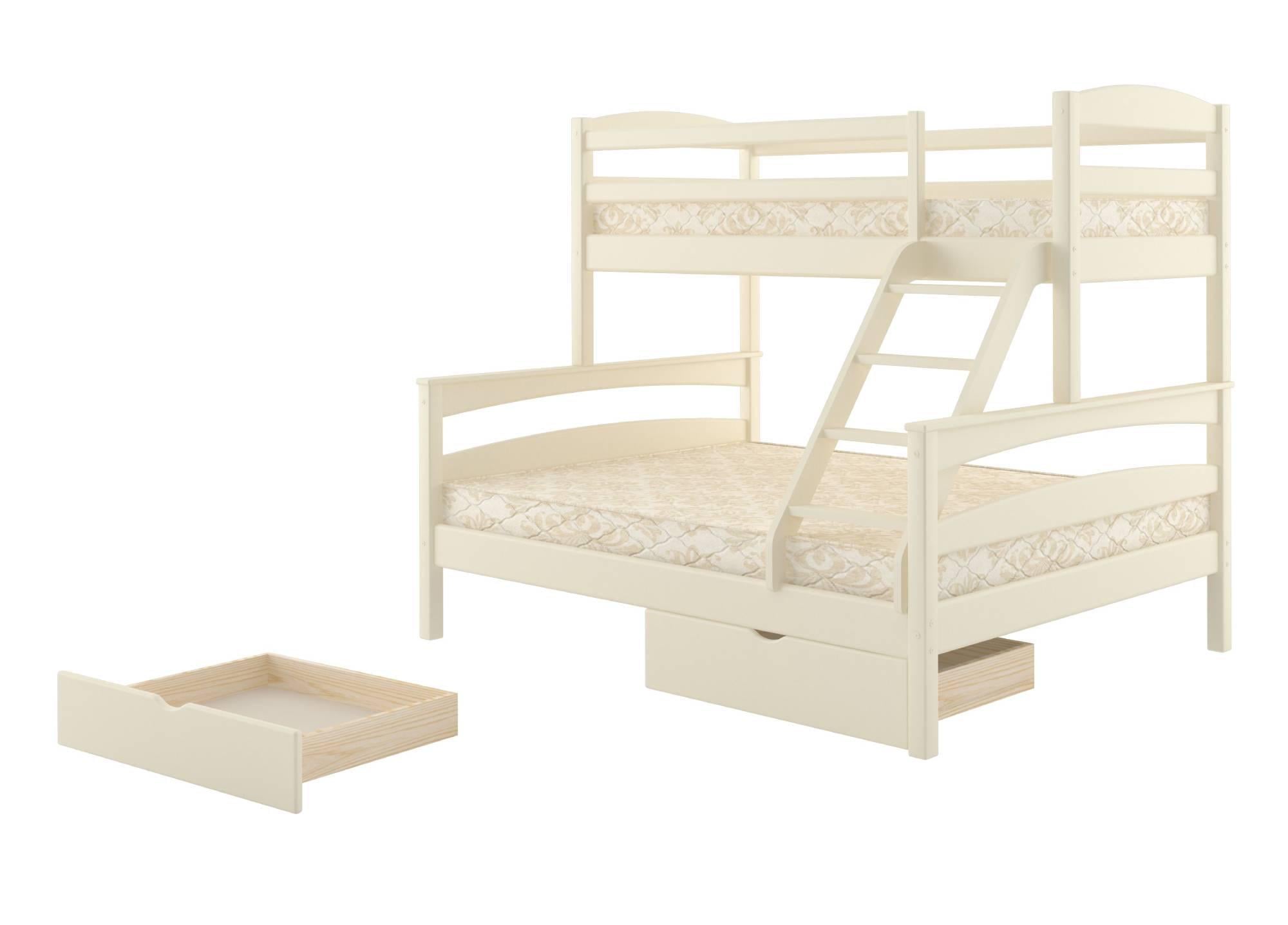 Кровать двухъярусная деревянная Mebigrand Чикаго с ящиками 160-90x200 см Айвори (MBG-2234)