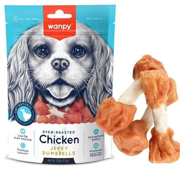 Кость-гантель Wanpy с вяленой курицей 100 г