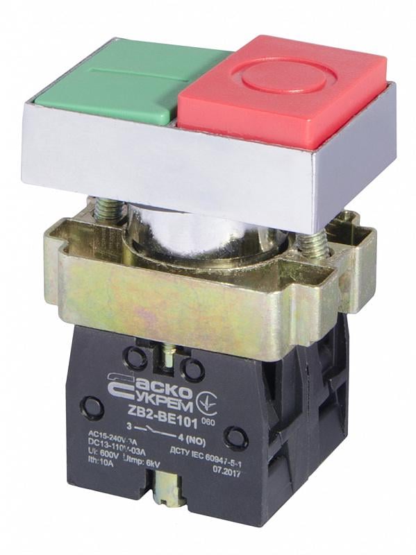 Кнопка Старт-Стоп АСКО-Укрем XB2-BL8425 I-O 1NO+1NC 22 мм (A0140010013)