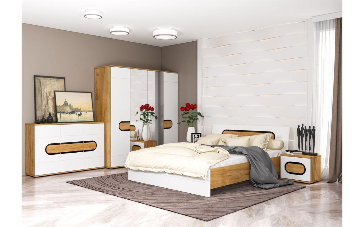 Комод Blonski 3Д Rodan E з ДСП/МДФ Дуб крафт золотий/Білий сніг глянець - фото 3 Комод Blonski 3Д Rodan E з ДСП/МДФ Дуб крафт золотий/Білий сніг глянець - фото 3