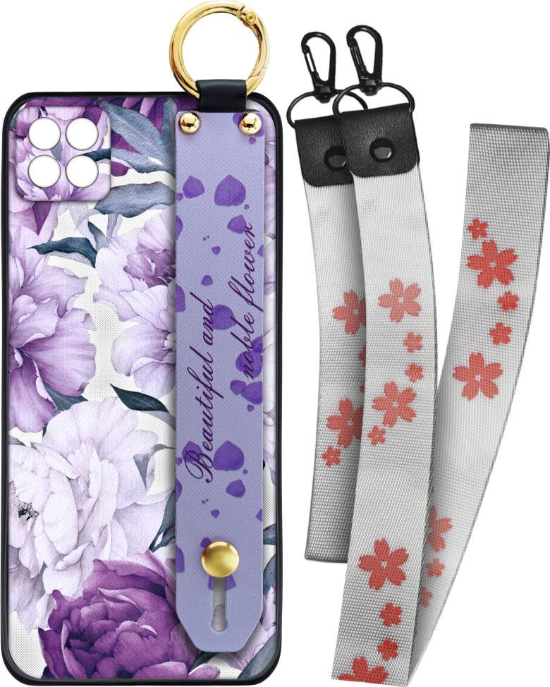Чехол SHLab Samsung Galaxy A22 5G A226 Beautiful Flower + два ремешка с карабином (31939)