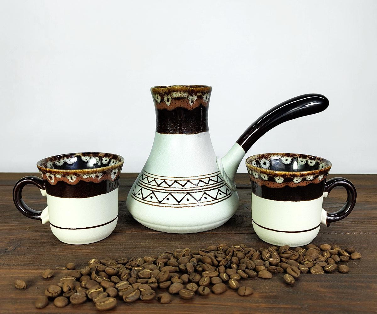 Турка Асканія керамічна з чашками і розсікачем 400 мл Білий (1306-1308) - фото 2