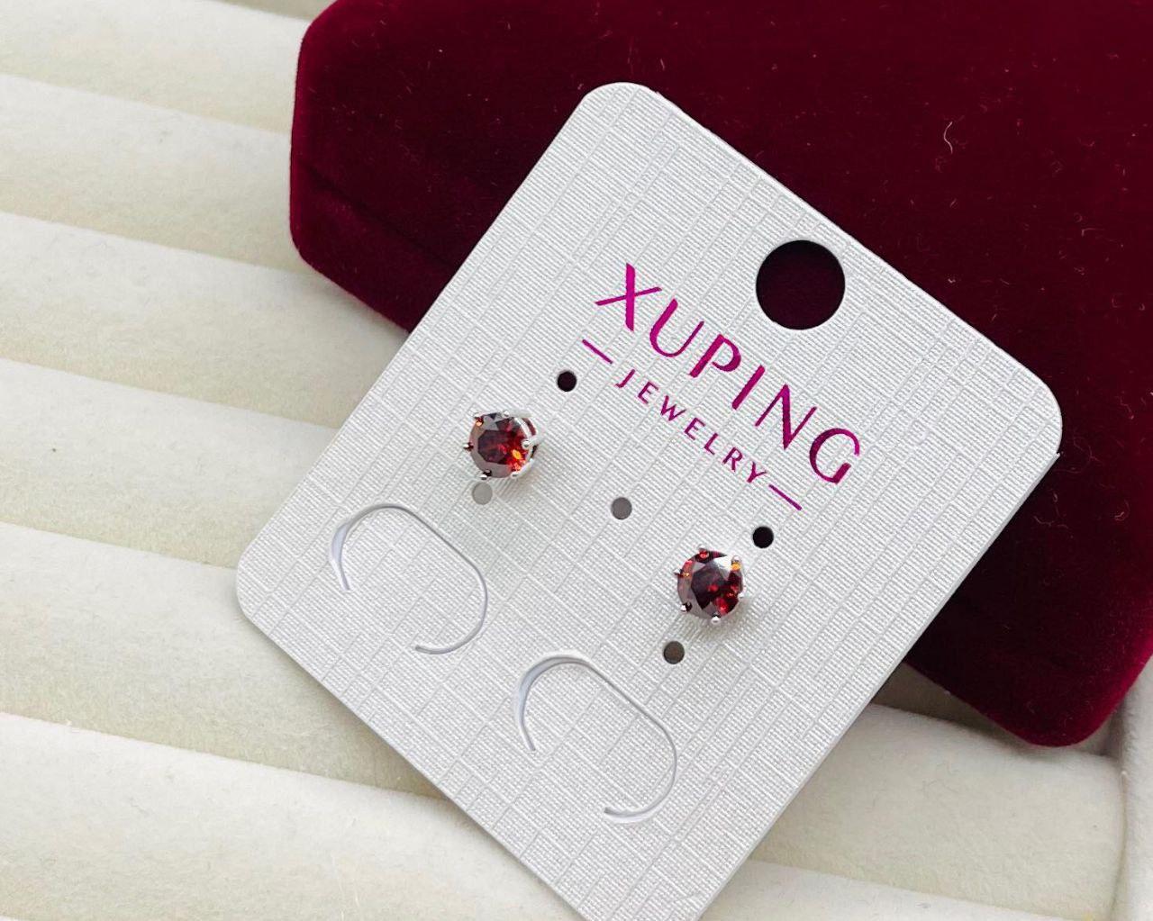 Серьги с красным камнем Xuping гипоаллергенные из медицинского сплава (2931638962)