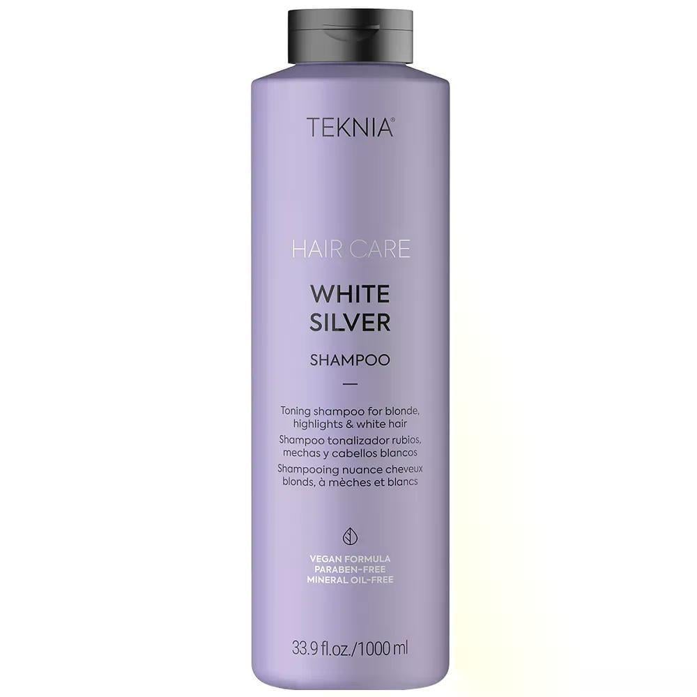 Шампунь тонировочный для нейтрализации желтого оттенка волос Lakme Teknia White Silver Shampoo 1000 мл
