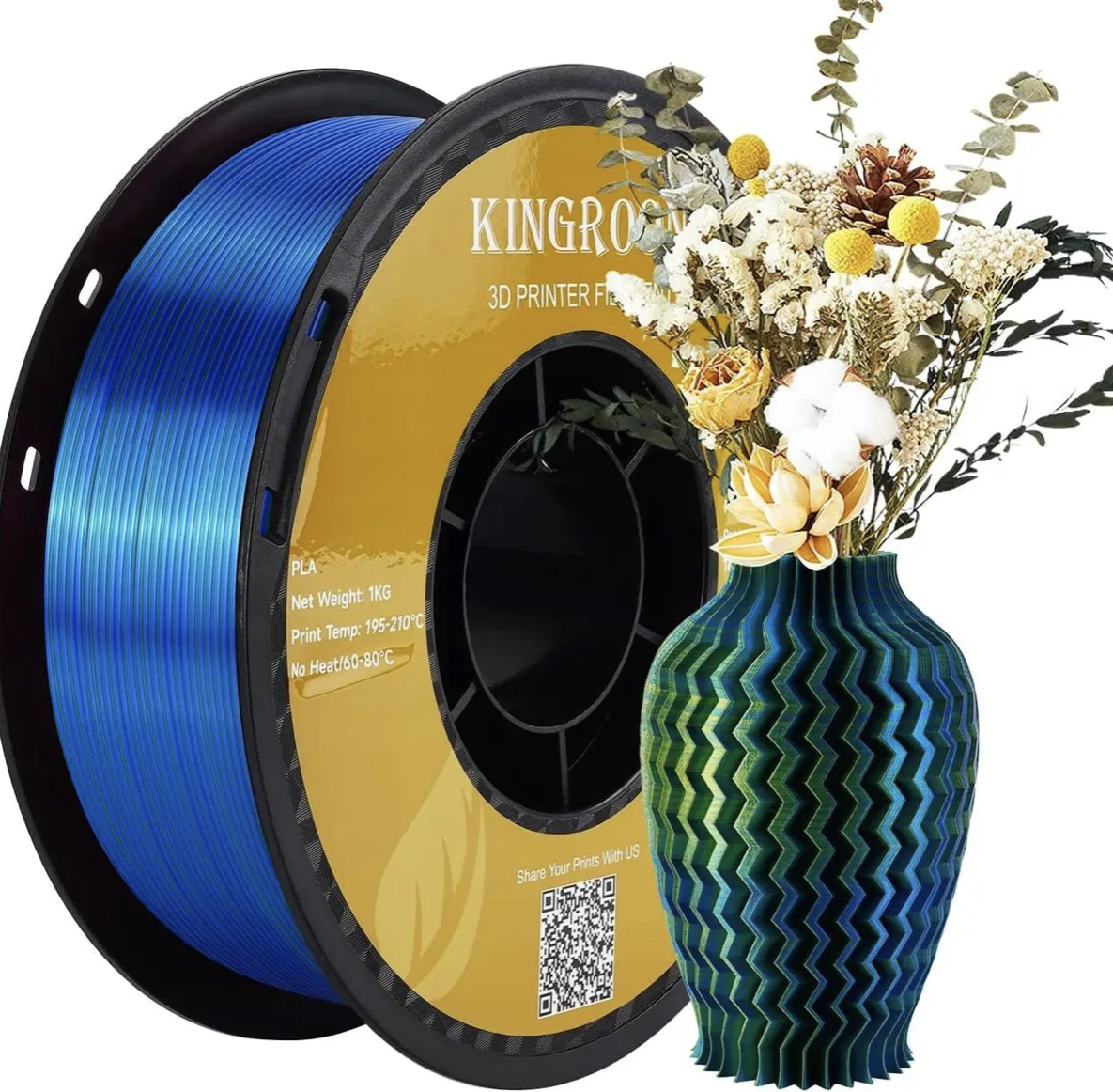 Пластик для 3D-принтера KINGROON PLA Silk Yellow Blue Green (HC122)
