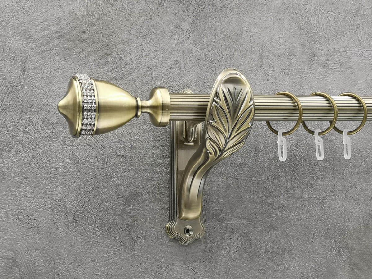 Карниз Quadrum Этерния рифленая штанга одинарный ретро 25 мм 200 см Антик (262043621)