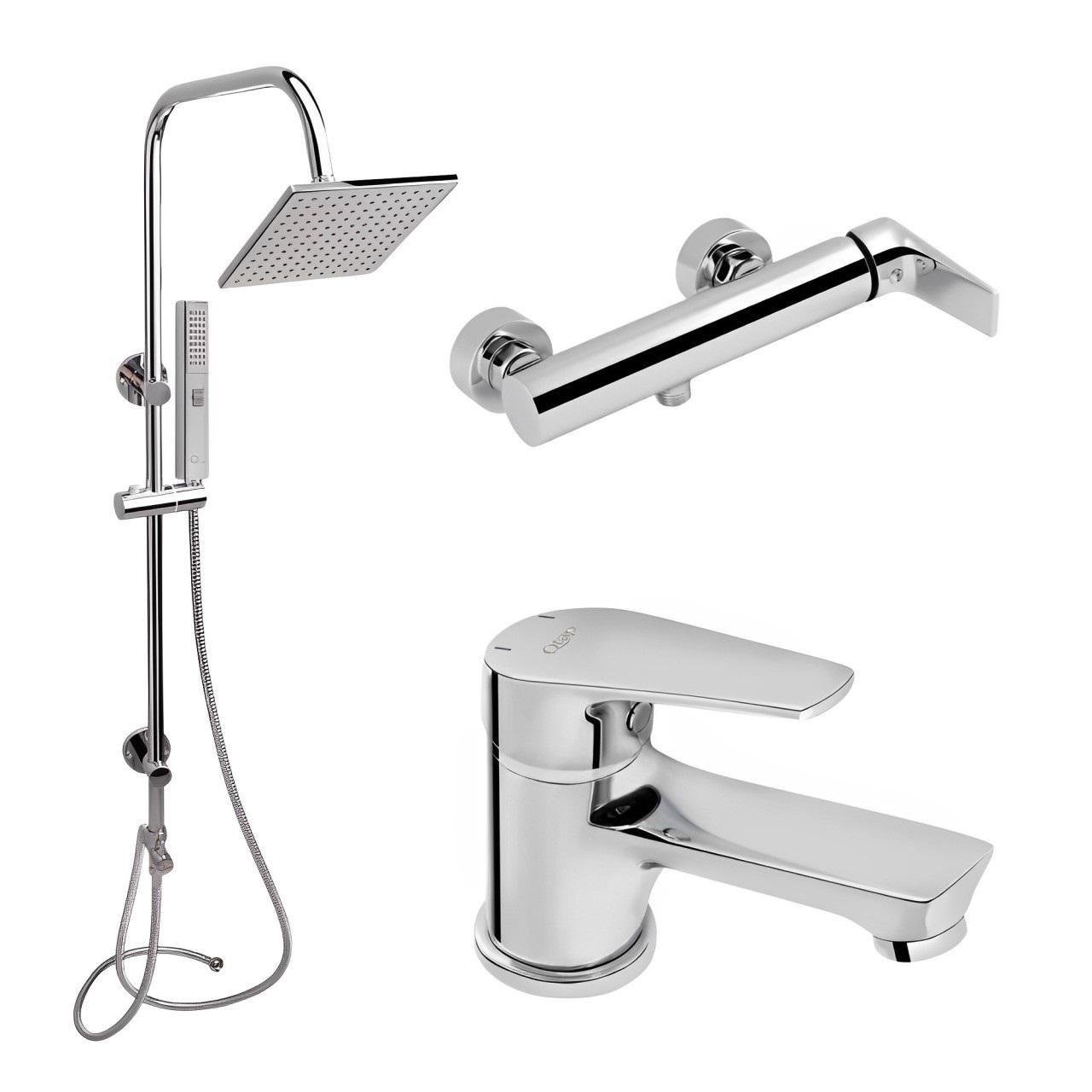 Комплект смесителей для душа Q-tap Ortiz QTORTCRM001/QTST4045102C/QT1001CRM с душевой стойкой Хром (24582866)