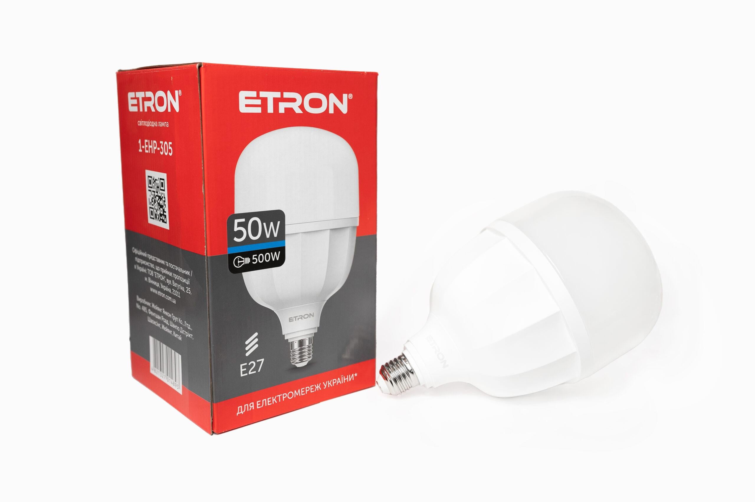 Светодиодная лампа ETRON 50W T140 6500K 220 V E27 холодный свет (13208)