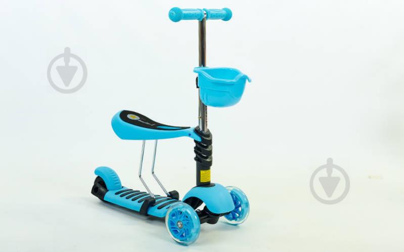 Самокат с наклоном руля planeta-sport Micro Mini с сиденьем 3 в 1 C-0332 Голубой