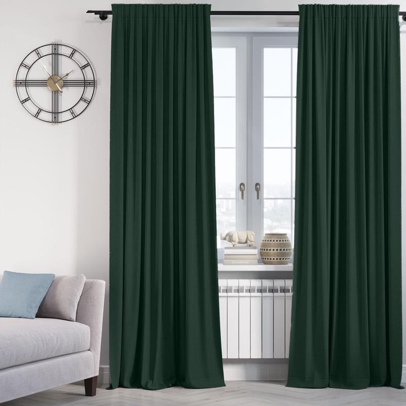 Комплект штор Lux Portiery CALIFORNIA мікровелюр подвійний 150x290 см 2 шт. Темно-зелений (MD 1230) - фото 1
