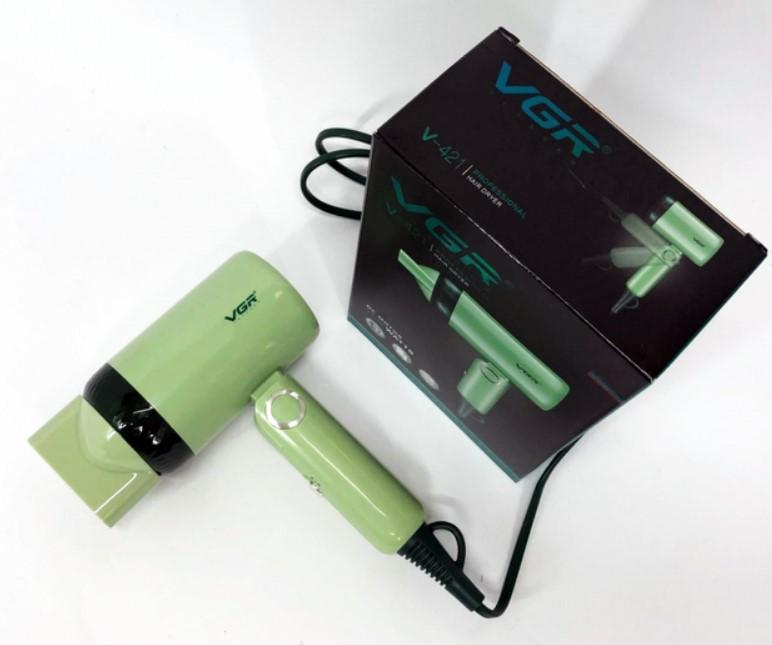 Фен складаний VGR V-421 портативний з концентраторною насадкою 1200 Вт Зелений (2390000048) - фото 9 Фен складаний VGR V-421 портативний з концентраторною насадкою 1200 Вт Зелений (2390000048) - фото 9