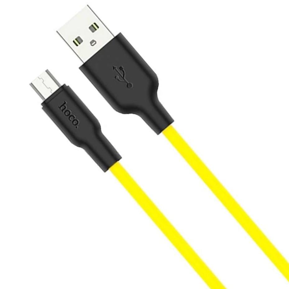 Кабель USB Hoco X21 Silicone Micro 1 м Black/Yellow (2316378037) - фото 2 Кабель USB Hoco X21 Silicone Micro 1 м Black/Yellow (2316378037) - фото 2
