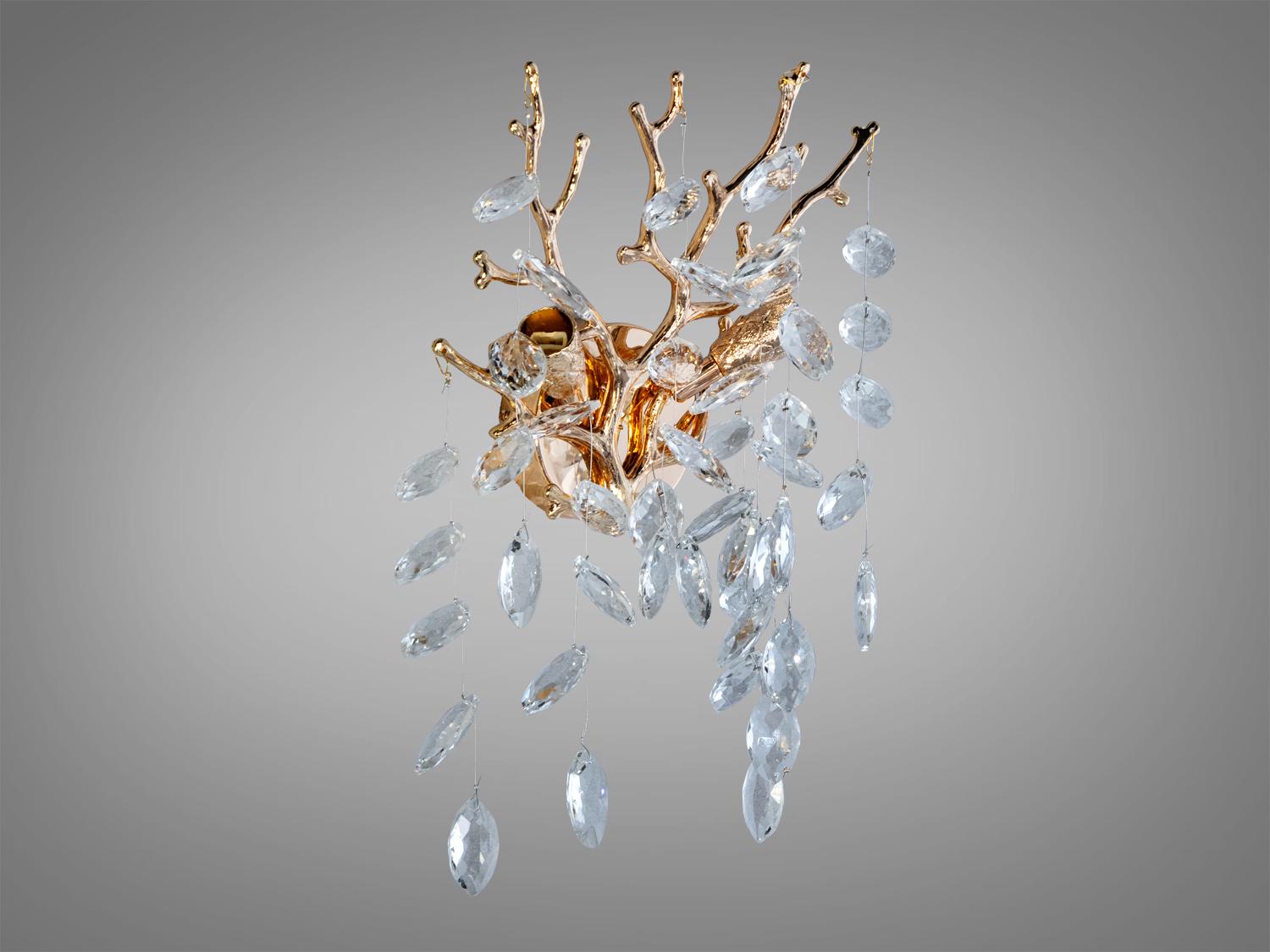 Светильник хрустальный Сателлит 2 лампы Золотой (608-B G)