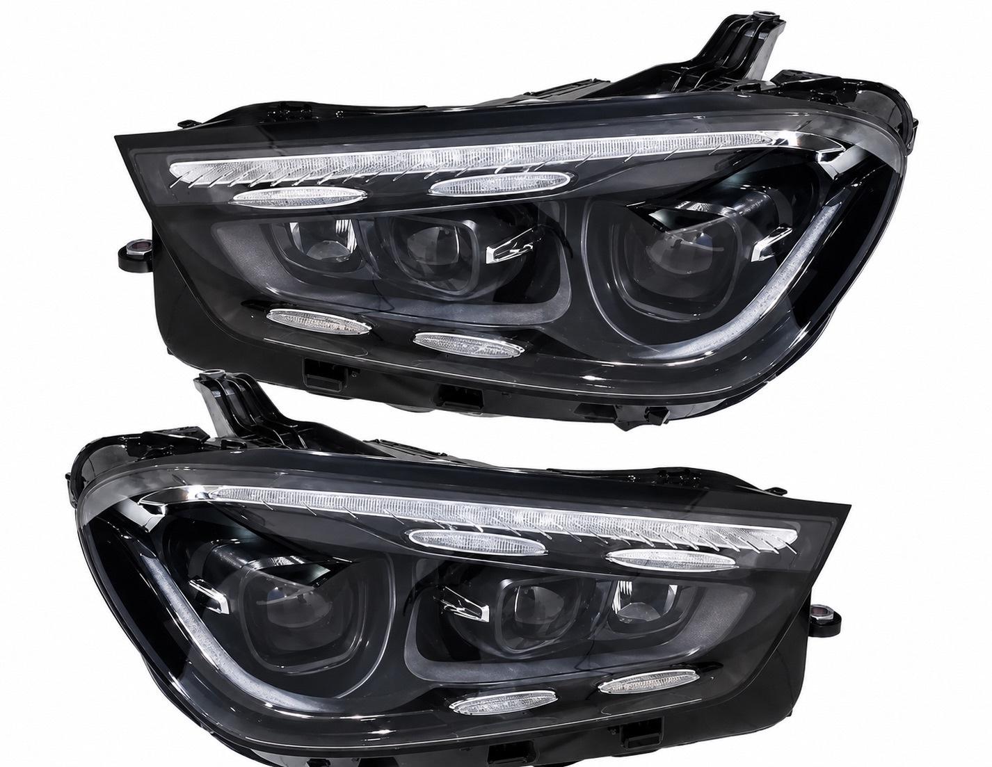 Передние фары Full LED GBT для Mercedes A-сlass W177 2018- гг. поликарбонат 2 шт. Черный