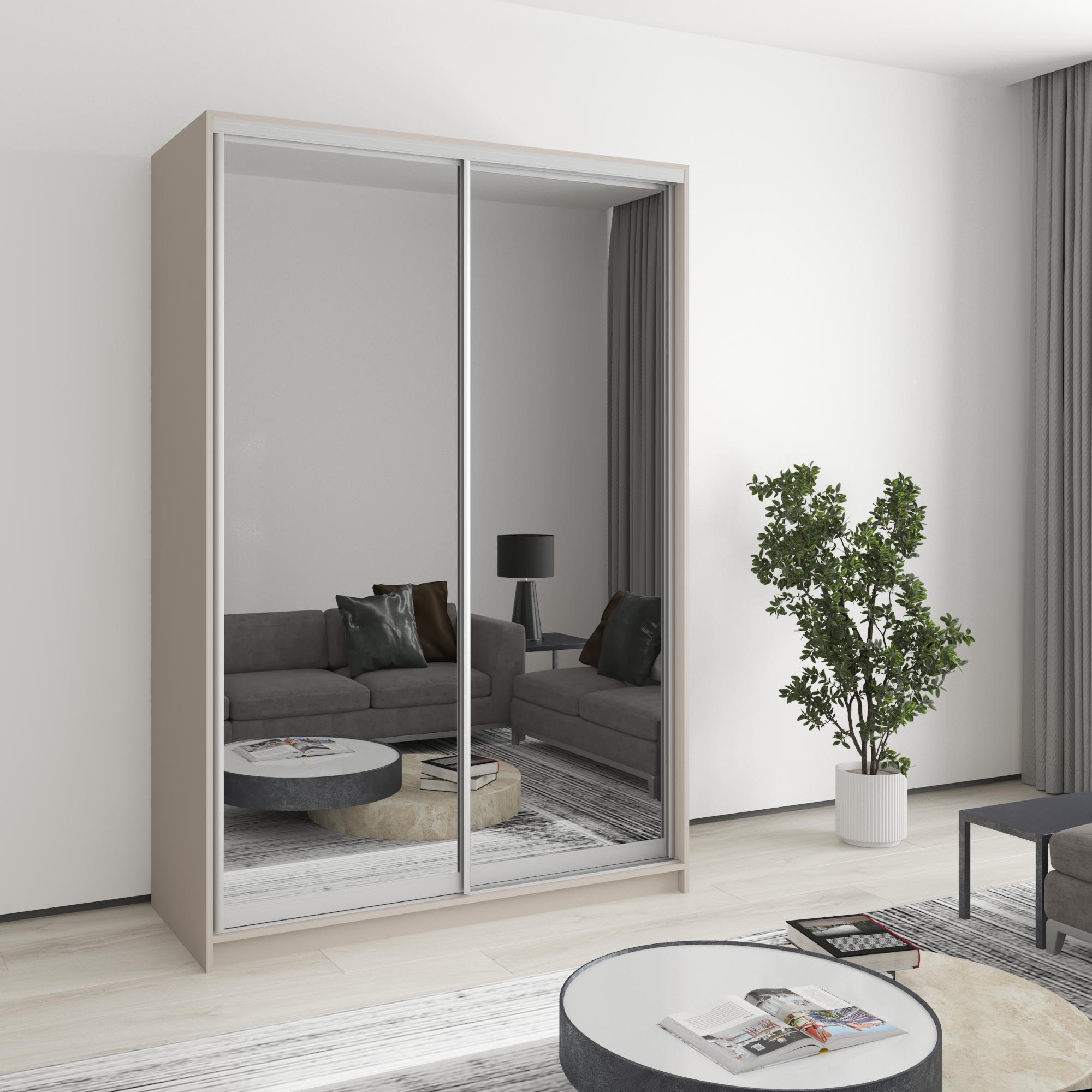 Шкаф-купе двухдверный MebelStar Стандарт AL 2 зеркала 140x60x210 см Кашемир (MBS-2544)