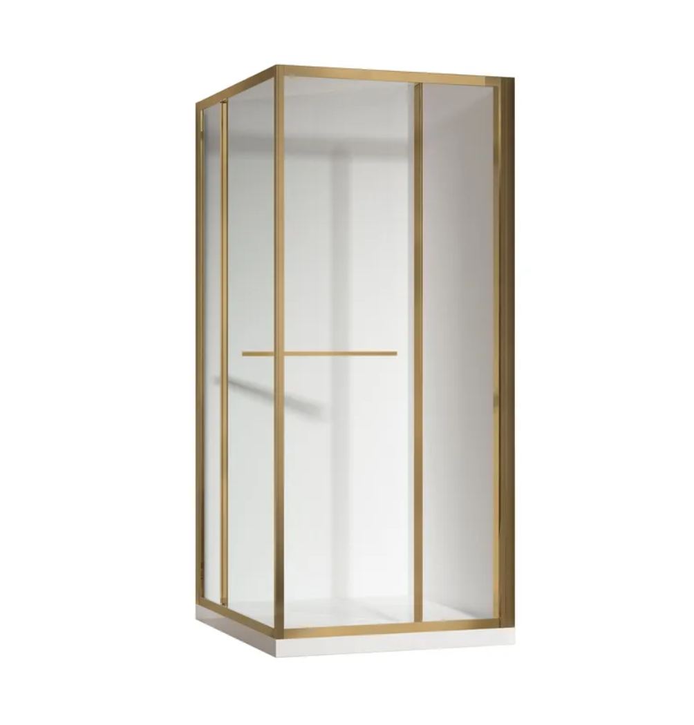 Душевая кабина без поддона KOER SR SC09-90x90x200-L-TR-12 прозрачное стекло Easy Clean 6 мм Матовое золото (KR5684)