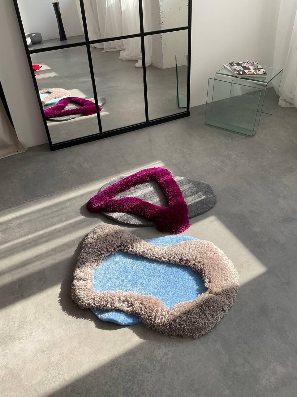 Ковер ручной работы с объемным узором Абстрактный островок 75х50 см - фото 3