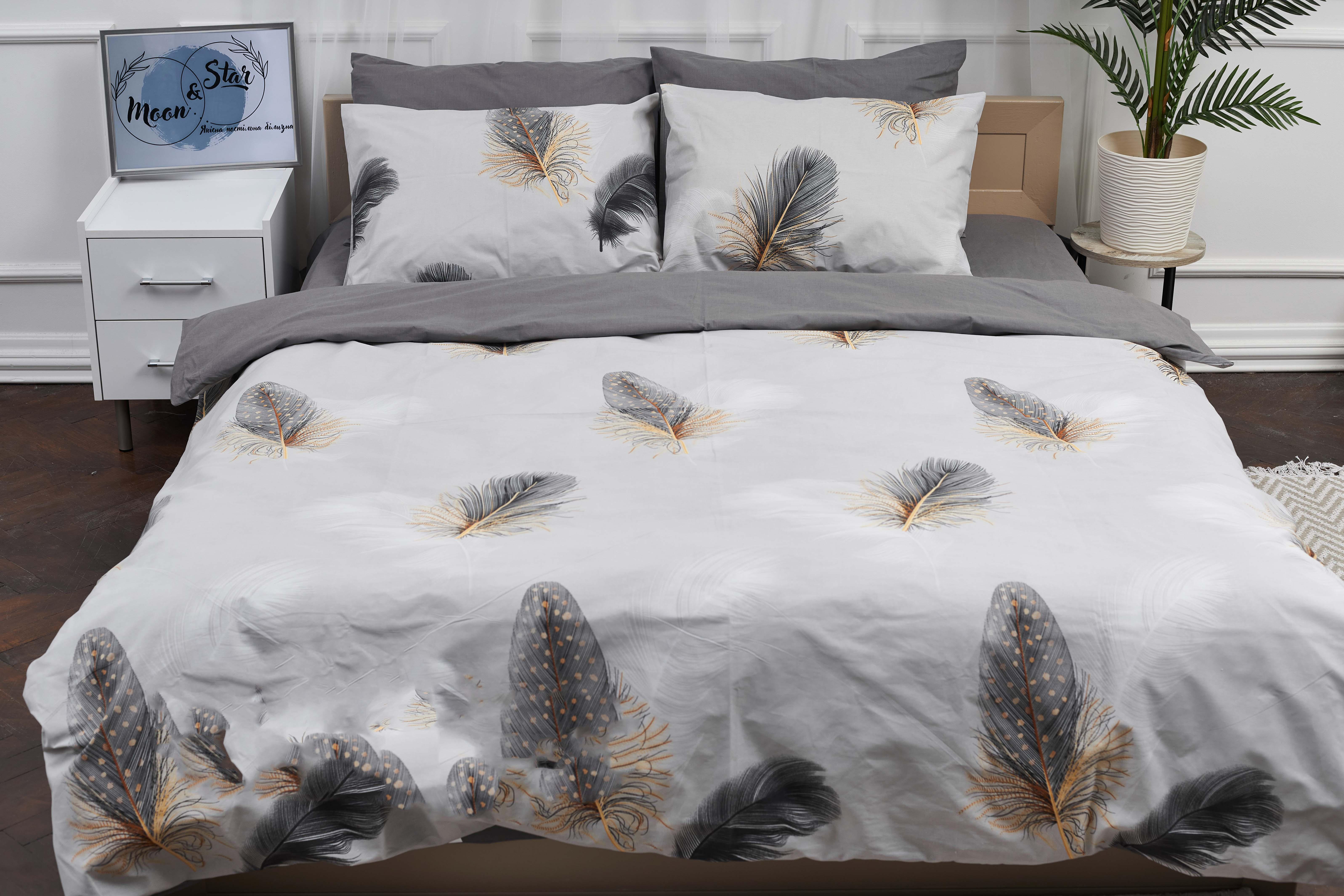 Комплект постельного белья Moon&Star Soccoro Gray Ranforce Elite наволочки 2 шт. king size 220x240 см (MS-820000317)