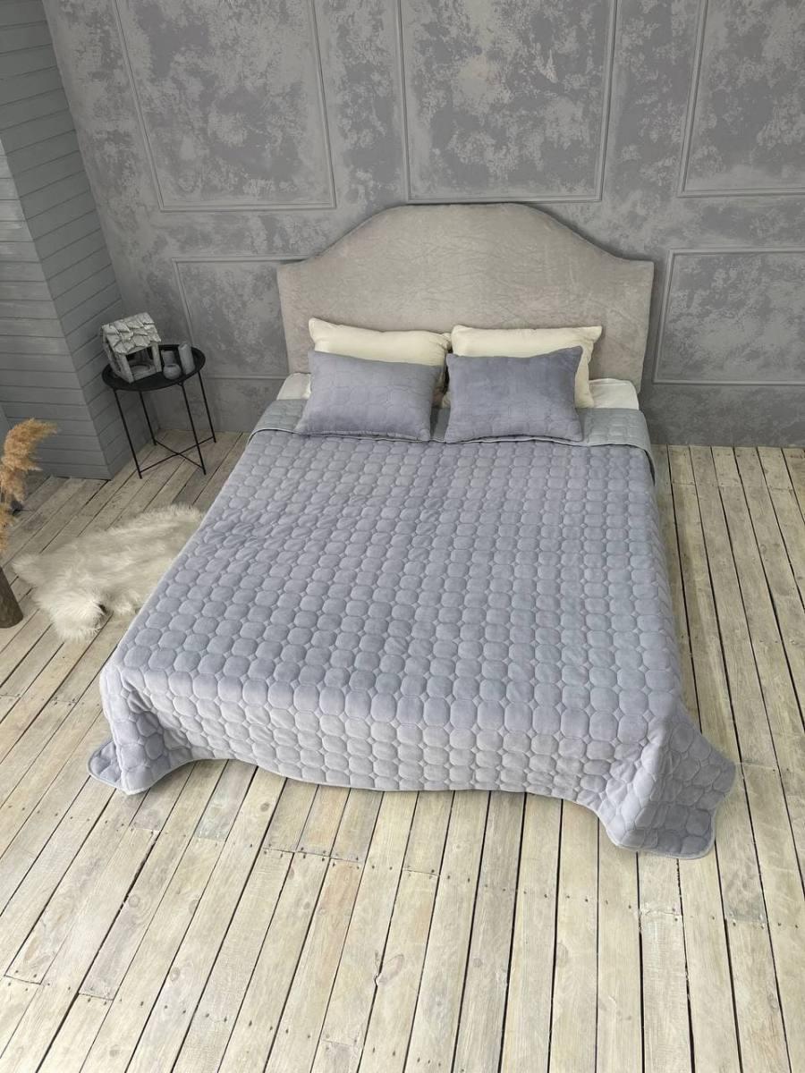 Покрывало стеганное летнее 210х230 с подушками 2х40х60 см. Серый (Д-cap-podush-001) - фото 2