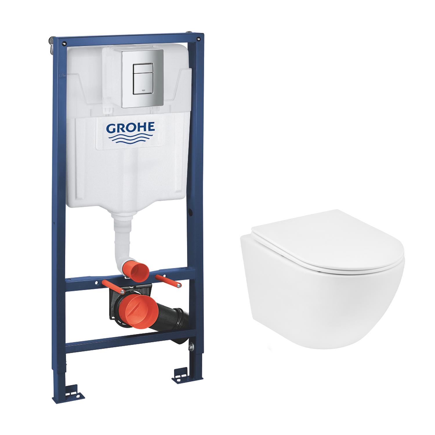 Комплект установки Grohe Rapid SL 38772001 CV033826 с унитазом и хромированной кнопкой (226637)