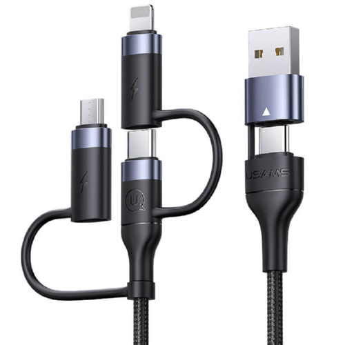 Кабель Combo USAMS Type-C/Lightning/Micro USB PD US-SJ547 U62 1,2 м 60 W 3 A Black/Grey - фото 2