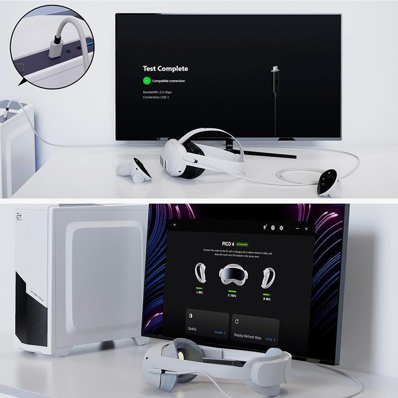Кабель Oculus Link для Quest 3 2 Meta Quest Link VR USB 3.2 Type-A-Type-C 5 м 5 Gbps 3A (VR-link-5m) - фото 9