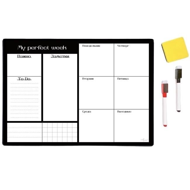 Магнитный планер на неделю LifeFLUX My Perfect Week Тенденция А3 Черно-белый