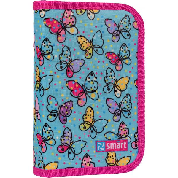 Пенал шкільний Smart HP-04 Bright butterflies Блакитний (5056137182800)