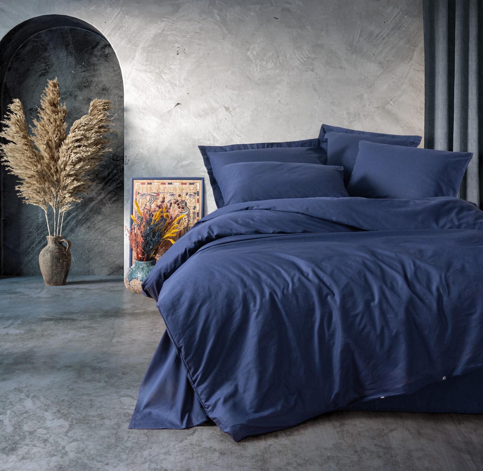 Комплект постільної білизни полуторний Plain ранфорс 160х220 см Dark Blue (TC303375719)